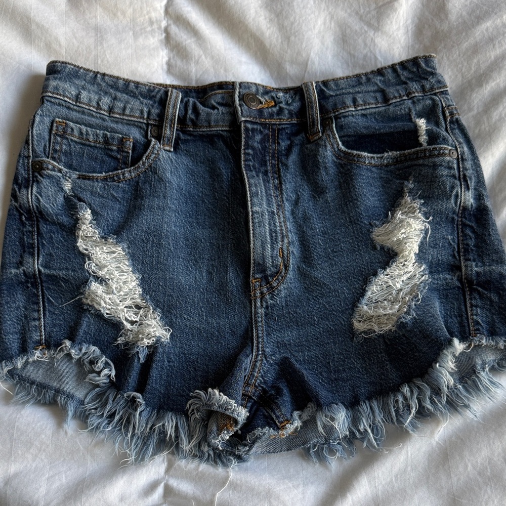 Eunina Blue Distressed Jean Shorts